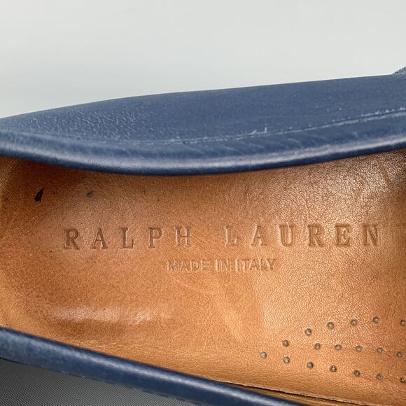 RALPH LAUREN Size 7.5 Navy Solid Leather Drivers Loafers main image 5